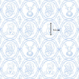 The image is a repeating pattern of Santa Claus, reindeer, and other Christmas-themed characters, along with candy canes and other festive elements. The pattern is framed by a border, and there is a measurement scale indicating the size of the pattern in centimeters.