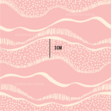 a pink background with white dots and lines