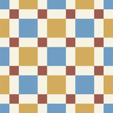 a repeating pattern of squares in various colors, including blue, yellow, and red, arranged in a grid-like fashion.