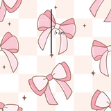 a pattern of pink bows and stars on a pink background