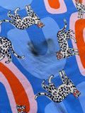 Cheetah Blue- 2.2M IMPERFECT Cotton Lycra Sample