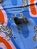 Cheetah Blue- 2.2M IMPERFECT Cotton Lycra Sample