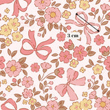 The image is a repeating pattern of pink flowers and pink bows, with a measurement of 3 cm in the top right corner.