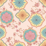 a pink background with a flower pattern on it