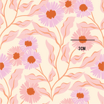 a pink and orange floral wallpaper with pink flowers