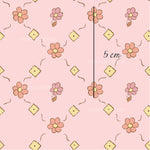 a pink background with a flower pattern on it