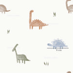 a wallpaper with dinosaurs and plants on it