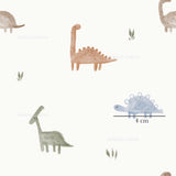 a wallpaper with dinosaurs and plants on it