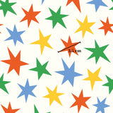 a pattern of colorful stars, with a single star in the center that is slightly larger than the rest.