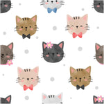 a group of cats with bow ties on a white background