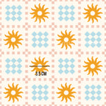 a pattern with the sun on a white background