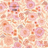 a floral pattern with pink flowers on a white background