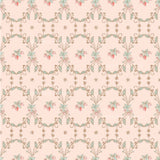 a pink wallpaper with a floral design on it