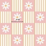 The image is a pattern of pink and white flowers, with each flower having a white center and a yellow petal. The pattern is composed of a grid of squares, each containing a flower. The image is approximately 4 centimeters wide.