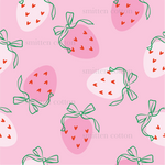 a pattern of strawberries on a pink background