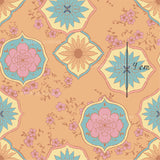 a picture of a flower pattern on an orange background