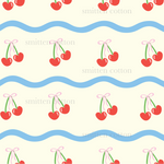 a pattern of cherries on a white background