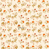 a repeating pattern of small flowers and leaves on a light background.
