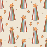 a pattern with stars and a cat on it