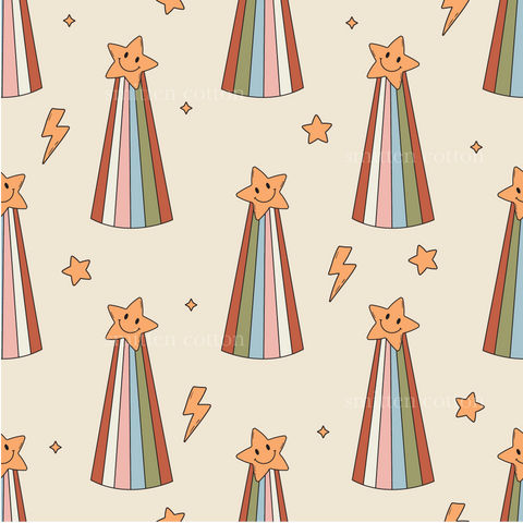 a pattern with stars and a cat on it