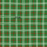 The image is a repeating pattern of green and red plaid lines, with a small text overlay indicating the size of the pattern in centimeters.