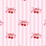 a pattern with cherries on a striped background