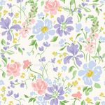 a floral pattern with many different colors of flowers