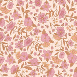 a pink and brown floral pattern on a pink background