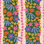 a colorful floral pattern on a green background