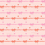 a repeating pattern of pink and red bows on a light pink background.