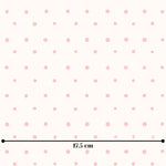 The image is a repeating pattern of pink polka dots on a white background.