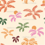 a pattern of palm trees on a beige background