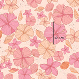 a pink flower pattern with the word c m