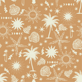 a brown and white pattern with palm trees