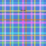 The image is a vibrant and colorful plaid pattern with a grid-like design. The pattern consists of intersecting lines in various shades of blue, pink, yellow, and orange, creating a visually striking and intricate design. The image is described as a "20 cm" size, which indicates the dimensions of the pattern.