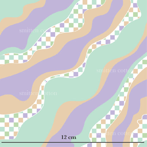 a drawing of a wavy pattern in pastel colors