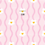 a pink and yellow pattern with hearts on it