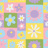 a pattern of flowers on a multi - colored background