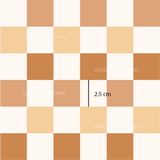 a brown and white checkerboard pattern with the width of the squares