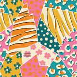 a colorful background with a variety of different patterns
