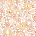 a pattern with flowers and a rainbow on a white background