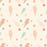 a pattern of ice cream cones and stars