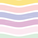 a pastel rainbow striped background with white text