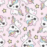 a pink background with unicorns and stars