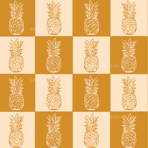 a pattern of pineapples on a yellow background