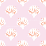 a pink background with a pattern of seashells