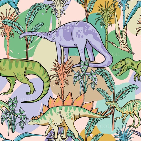 a group of dinosaurs in the jungle