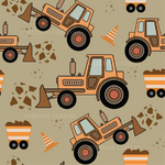 a pattern of a tractor and a bulldozer