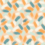 a blue and orange pattern with a white background